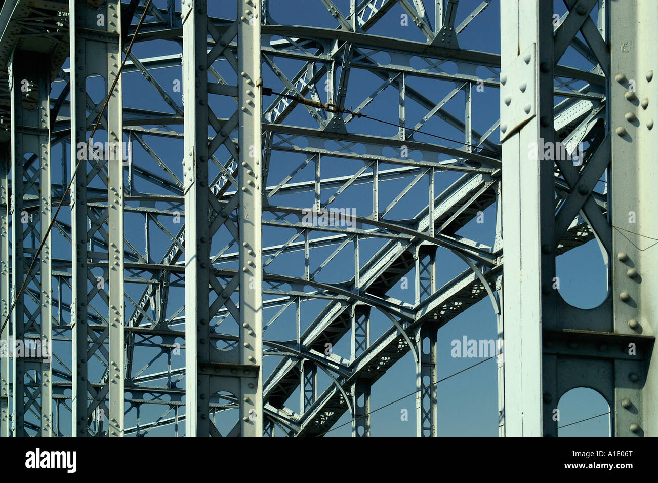 Metal lattice girder beam of bridge over river Wisla in Krakow, Poland 2006 Stock Photo Alamy