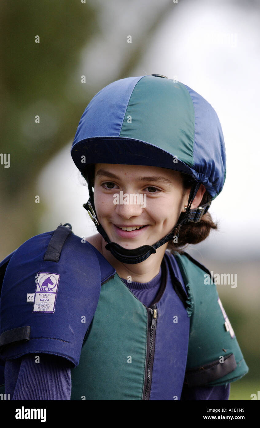 Young girl takes part in an eventing horse trials competition United Kingdom Stock Photo