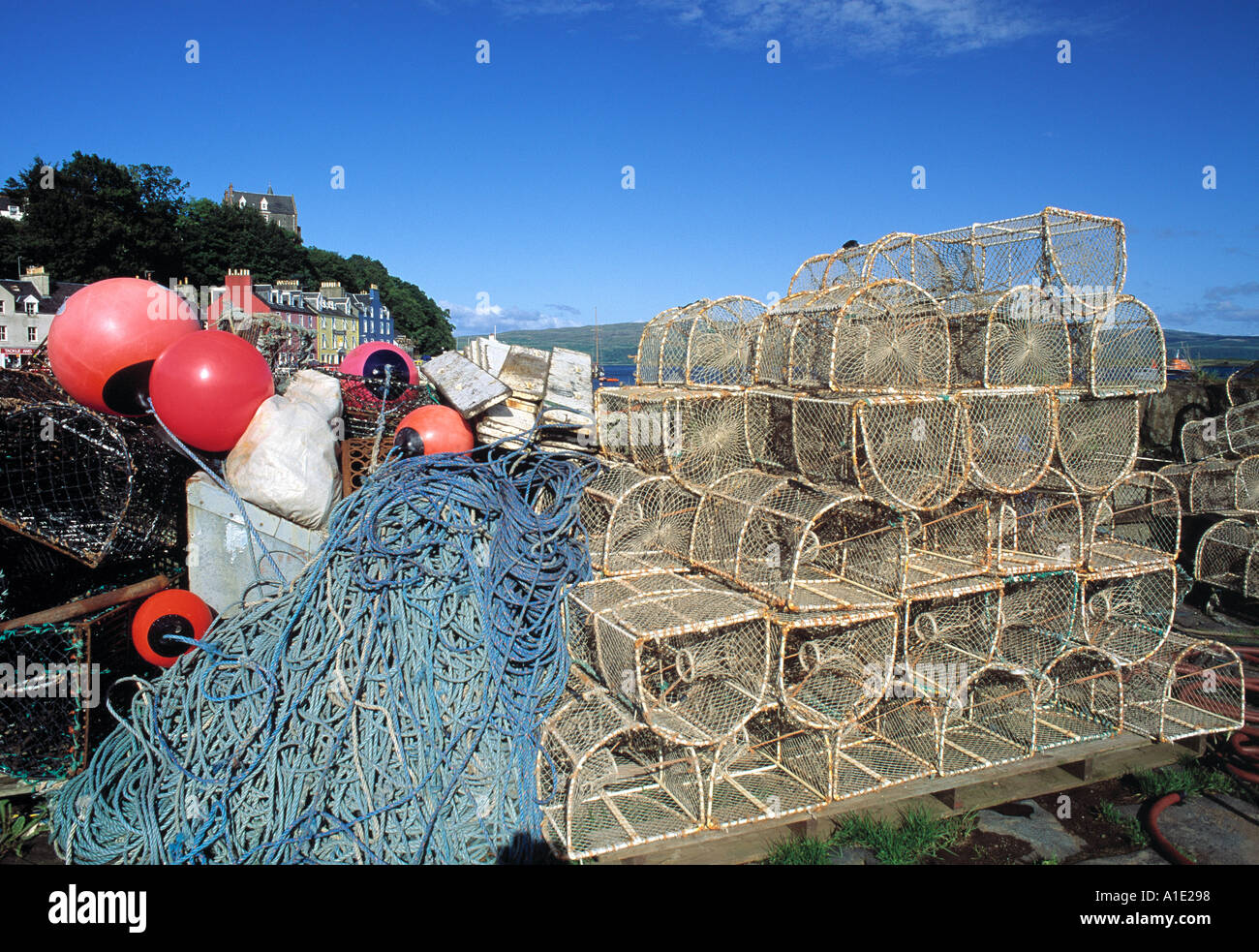 Lobster pots Tobermory Isle of Mull  Stock Photo
