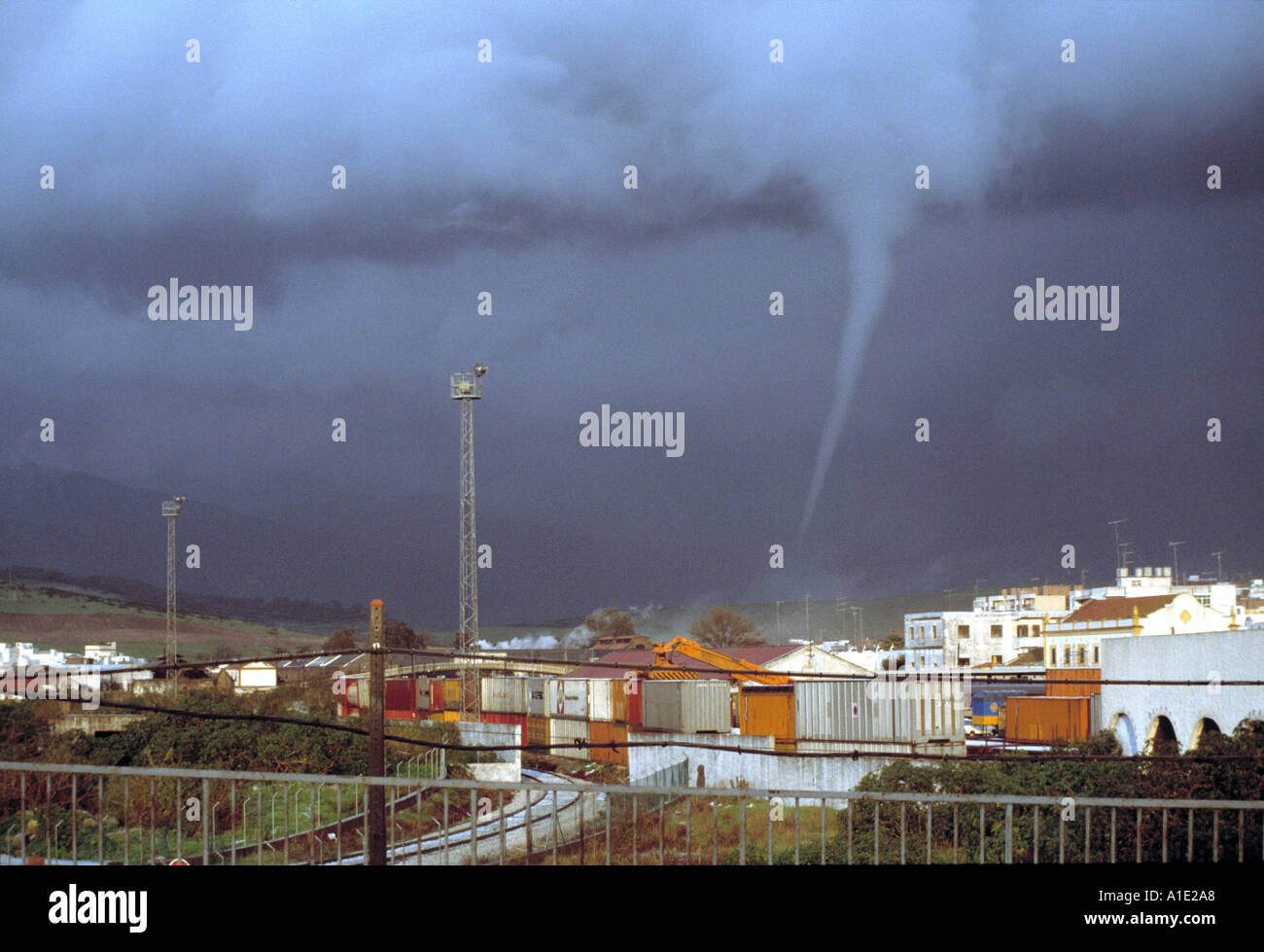 Tornado and Hailstorm Algeciras Stock Photo
