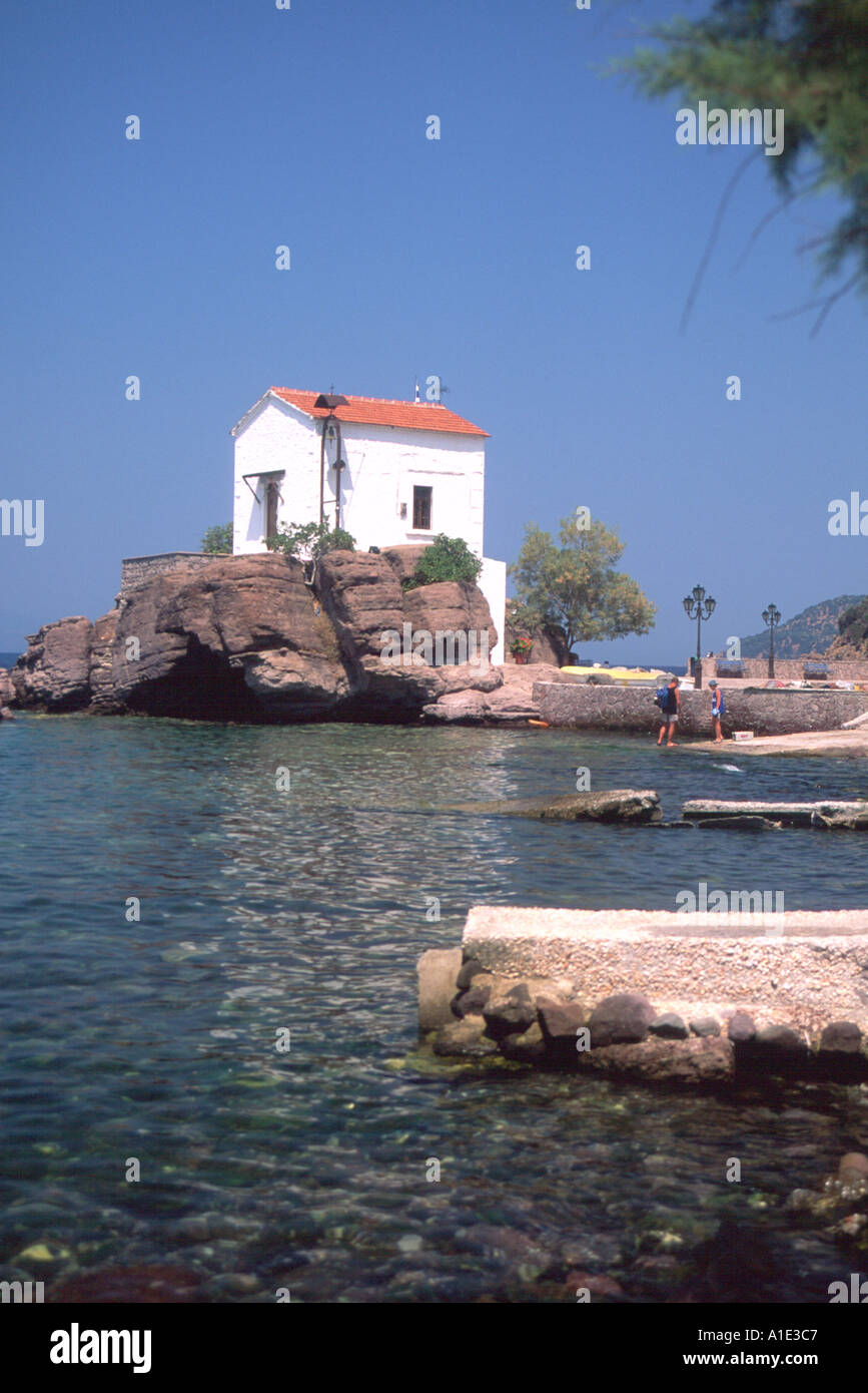 Skala Sikiminias Greek Orthodox Chapel Lesbos Lesvos Greece Stock Photo -  Alamy