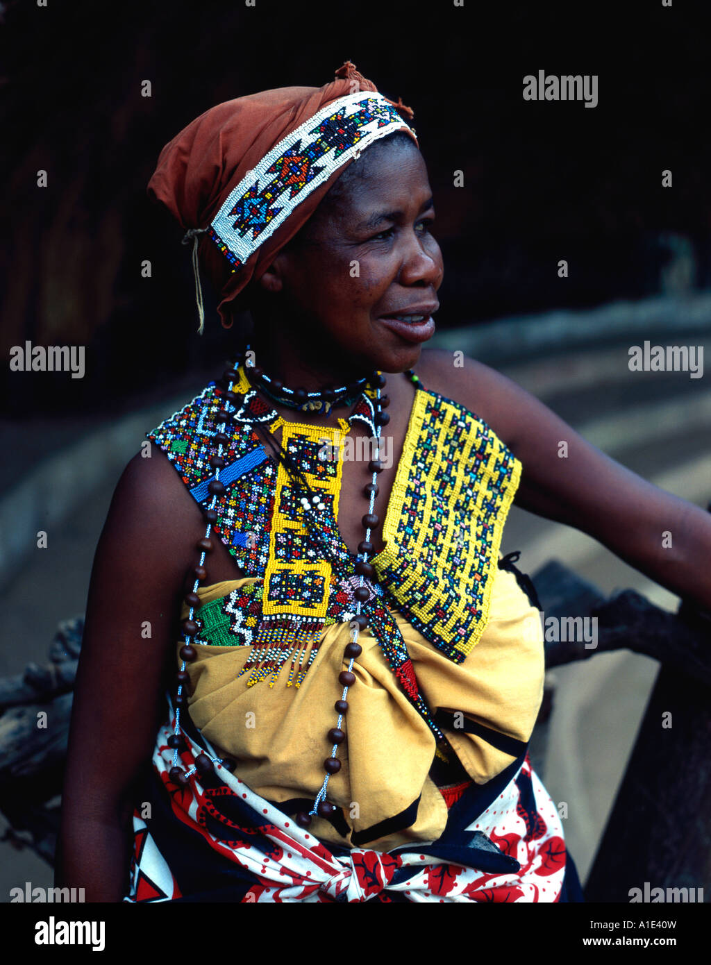 Zulu tribes woman in traditional dress Stock Photo