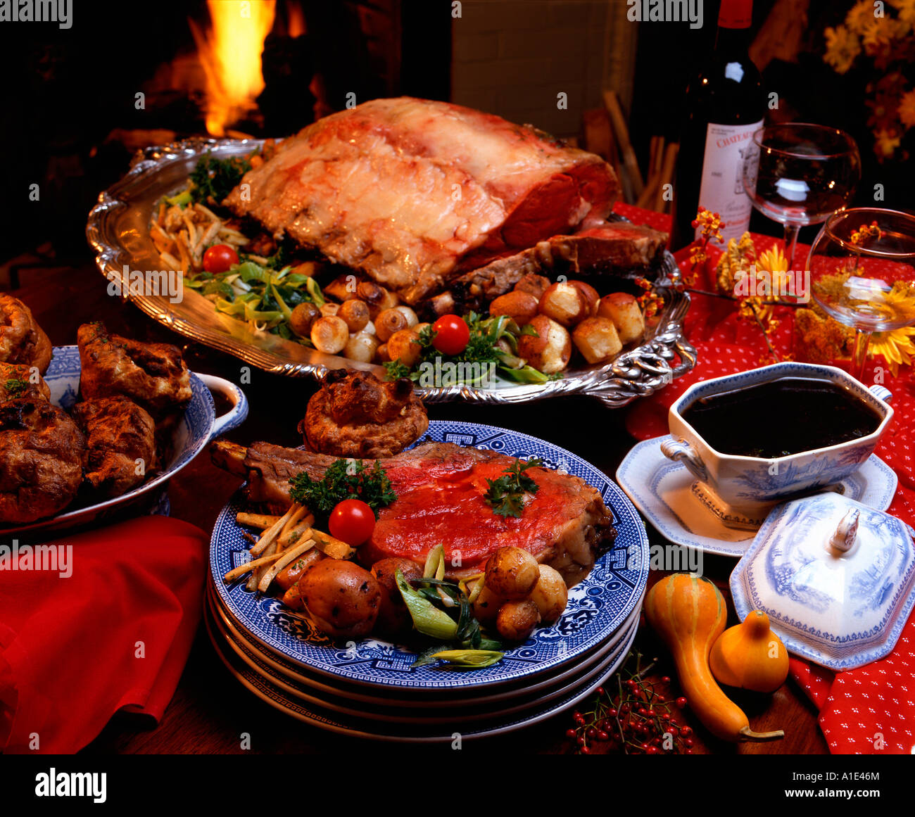 Roast Prime Ribs of Beef ready for serving Stock Photo Alamy