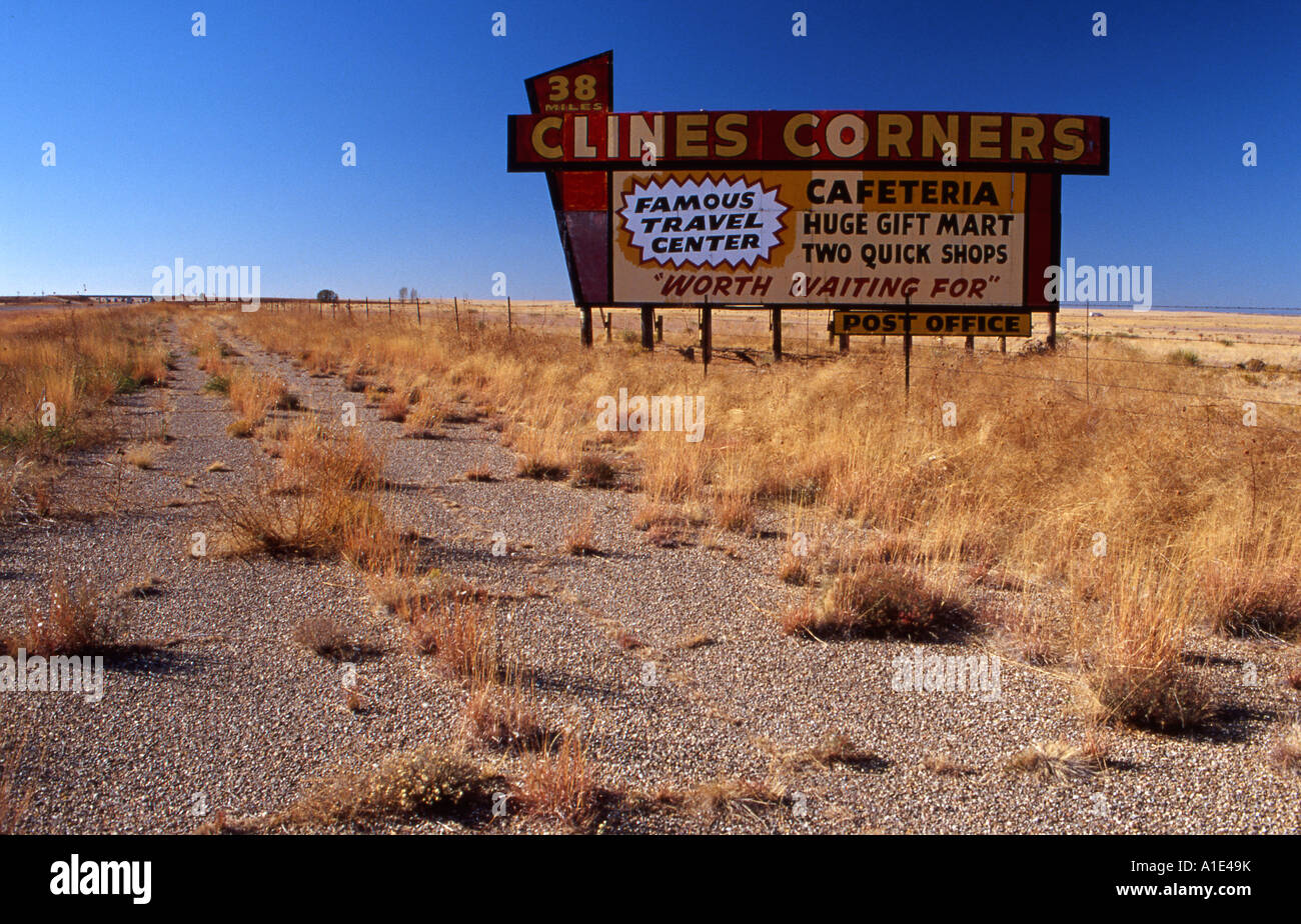 Cline's Corners billboard next to RT 66, New Mexico USA Stock Photo