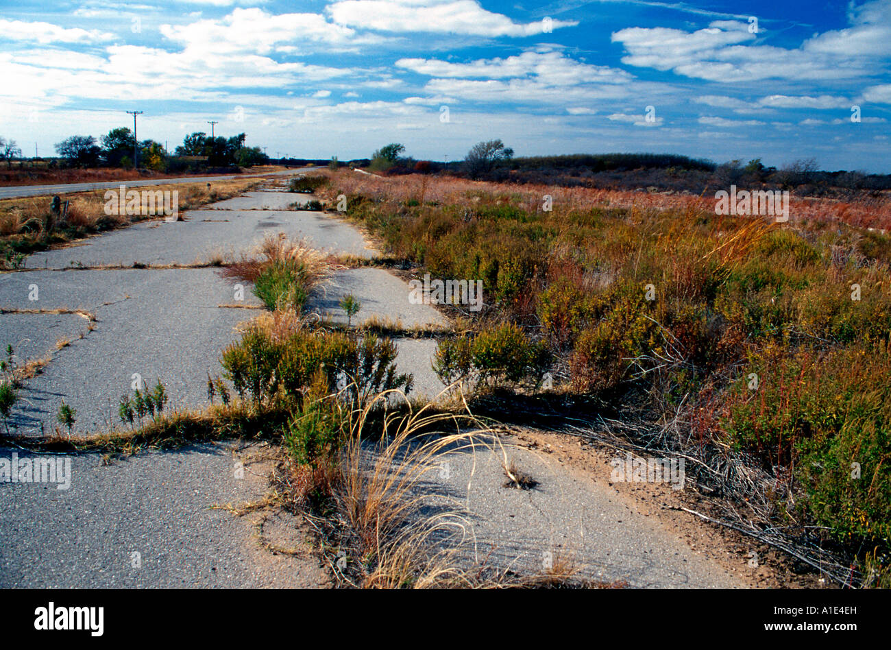 Disused section of Route 66 near Hext, Oklahoma Stock Photo