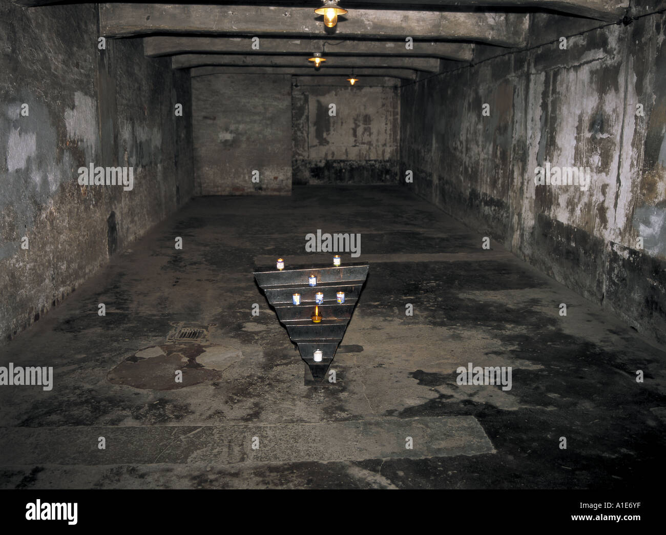 Gas chamber at Auschwitz Concentration Camp in Poland Stock Photo