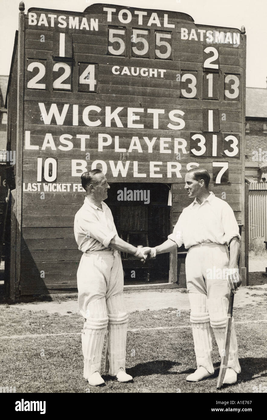 Cricketing Record 1932 Stock Photo