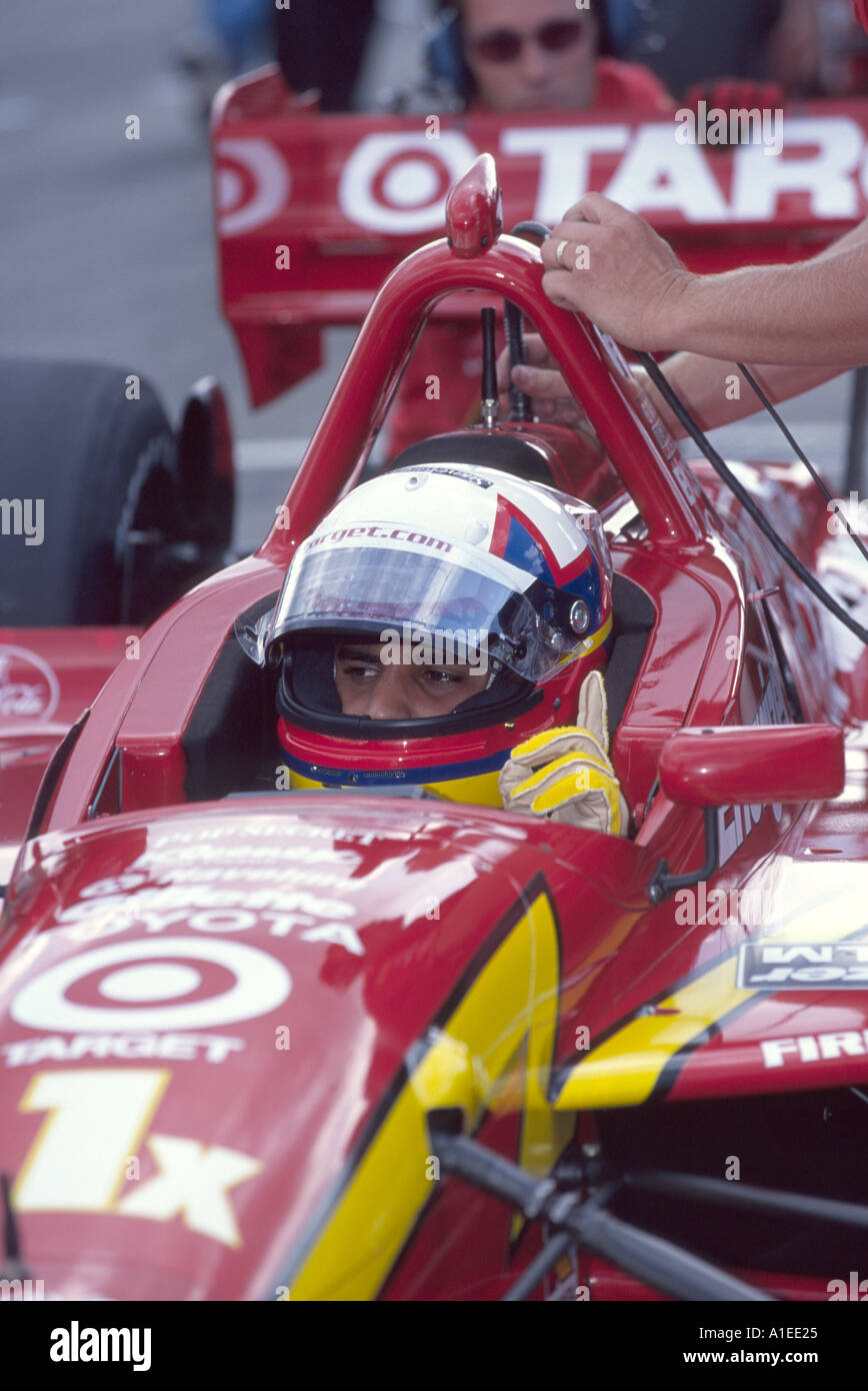 Juan Pablo Montoya in the cockpit of his Ganassi Lola Toyota at Mid Ohio 2000 Stock Photo