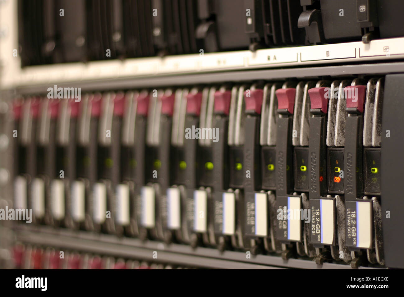 Hard drives in a RAID array Stock Photo