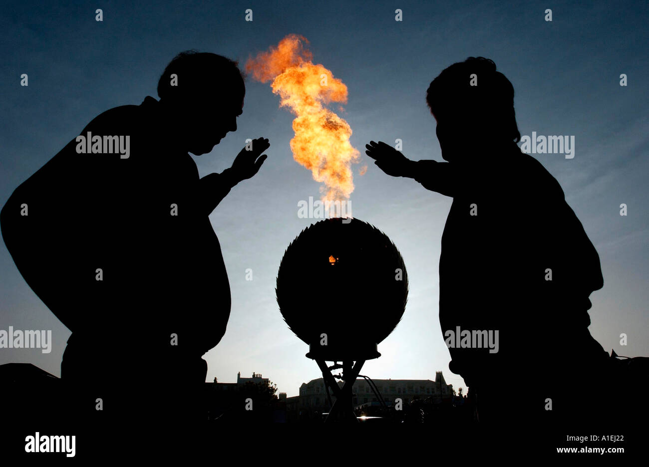 A beacon being tested on the eve of her Majesty's Golden Jubilee celebrations Stock Photo