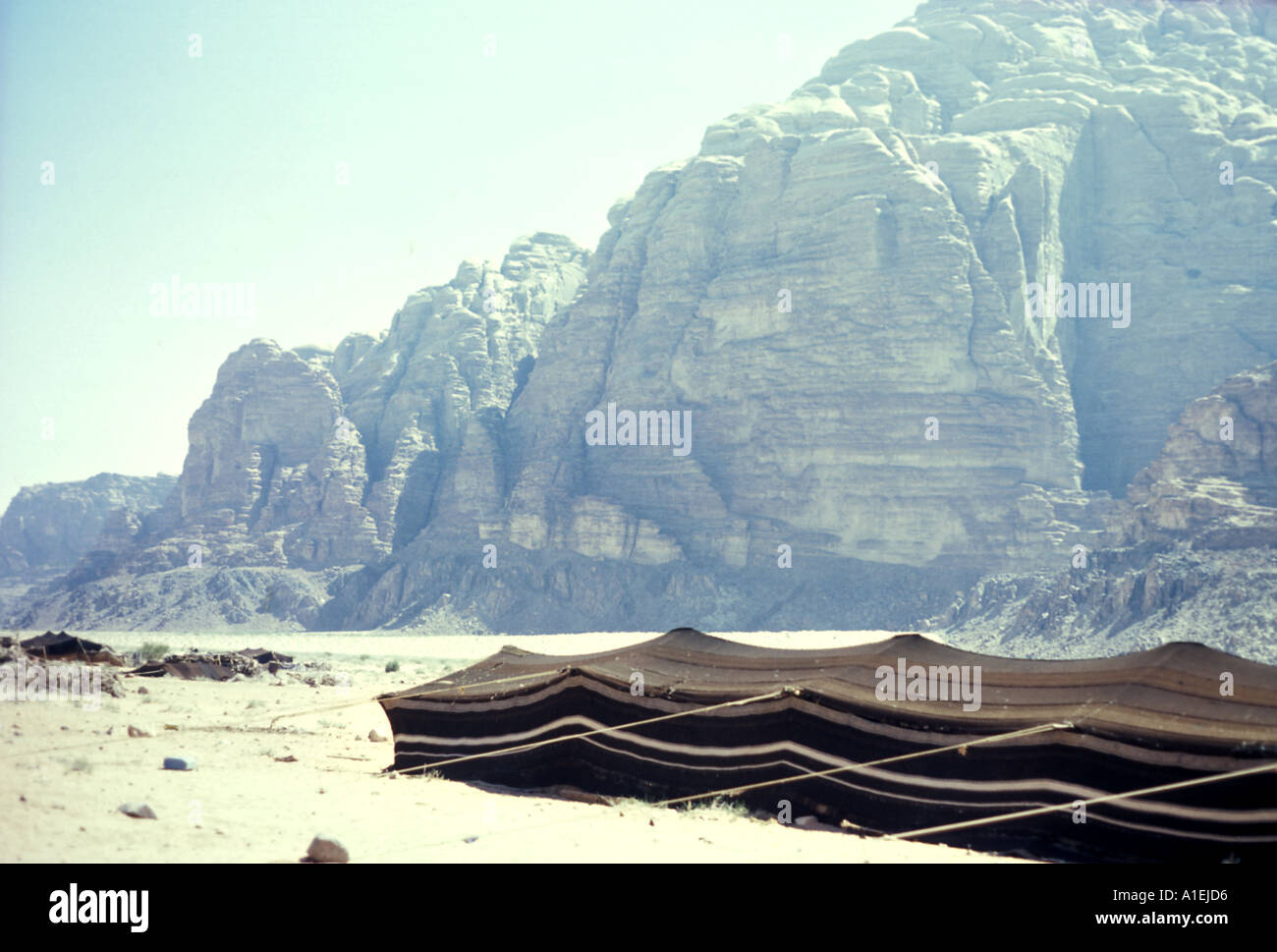 JORDAN Bedouin tents pitched in Wadi Rum Stock Photo