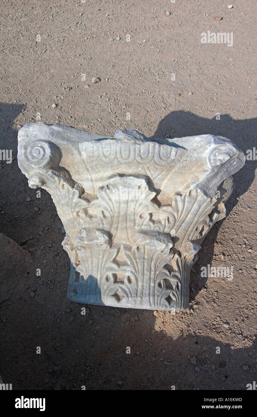 Ancient Byzantine pillar heads Apolonia Israel Stock Photo - Alamy