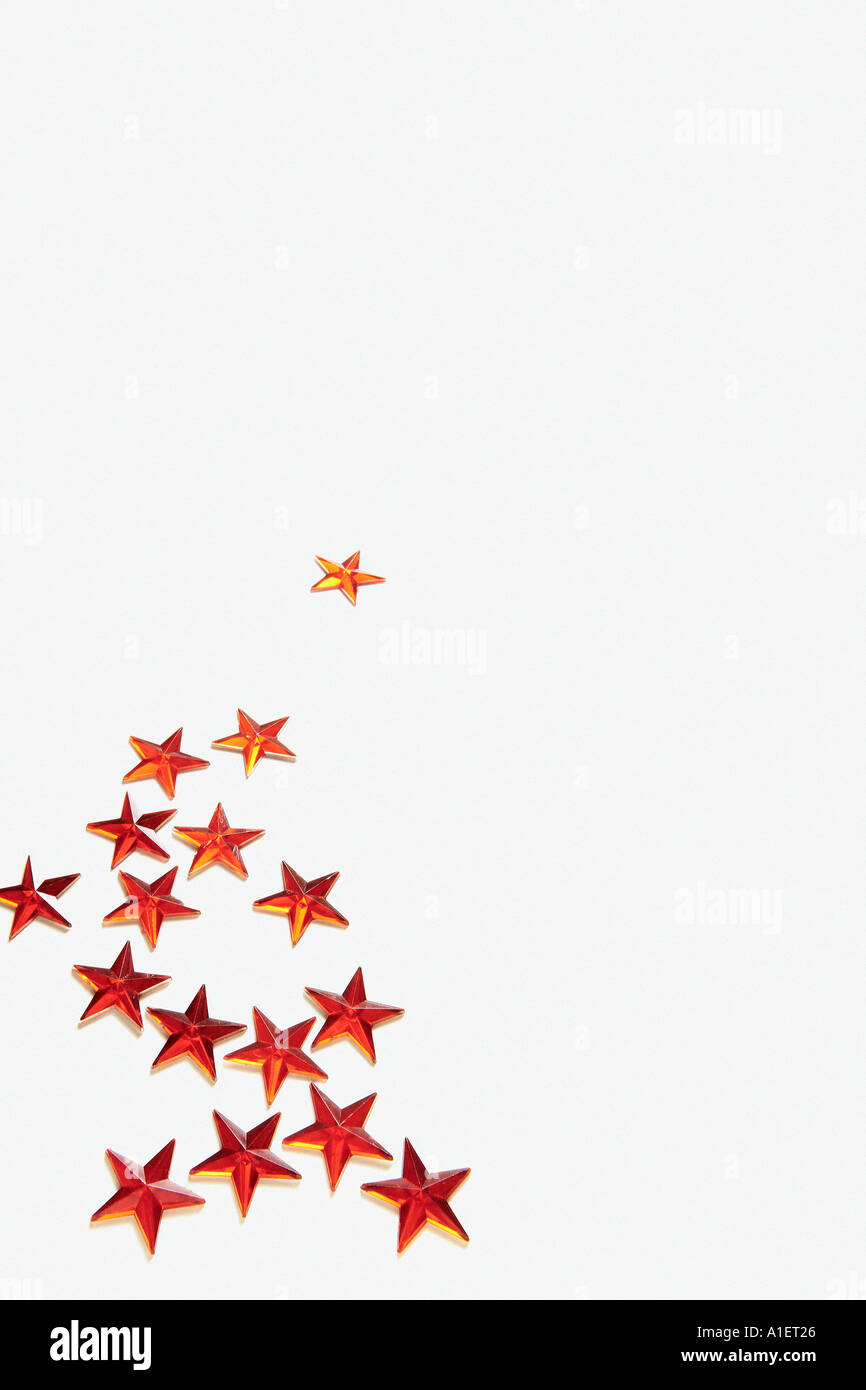 Red tinsel stars Stock Photo