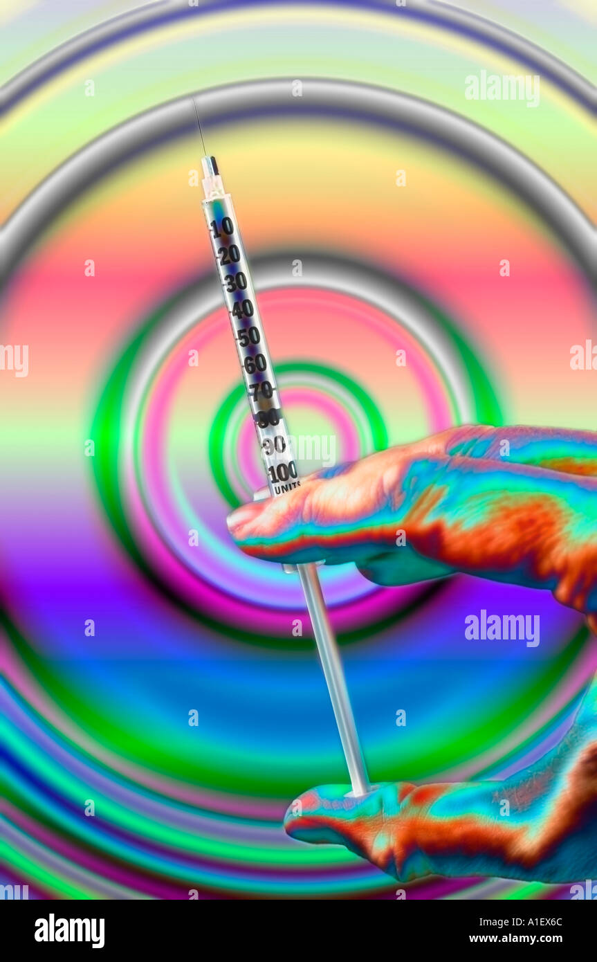 Syringe Abstract abstract image of a hand with a syringe Stock Photo - Alamy