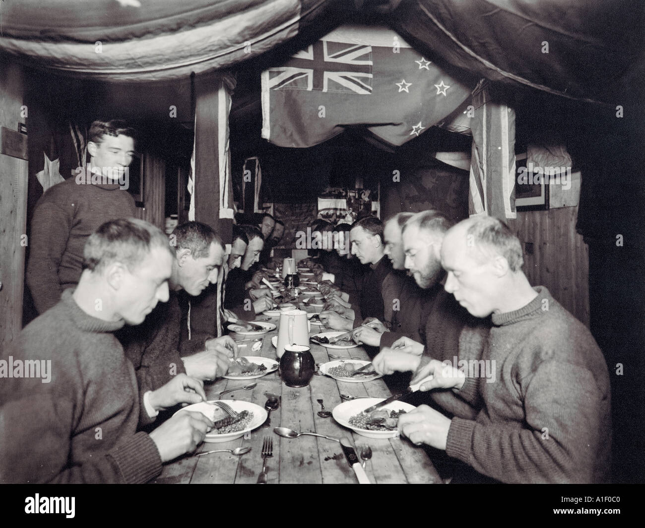 Midwinter dinner aboard the Endurance Imperial Trans Antarctic Expedition Stock Photo