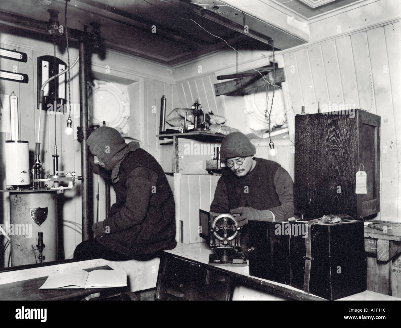 The Rockery the scientific labroratory with Dr Leonard Hussey left examining the anemometer