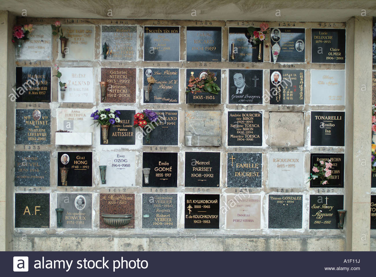 wall of burial niches in the cemetery stock photo 10239389 alamy