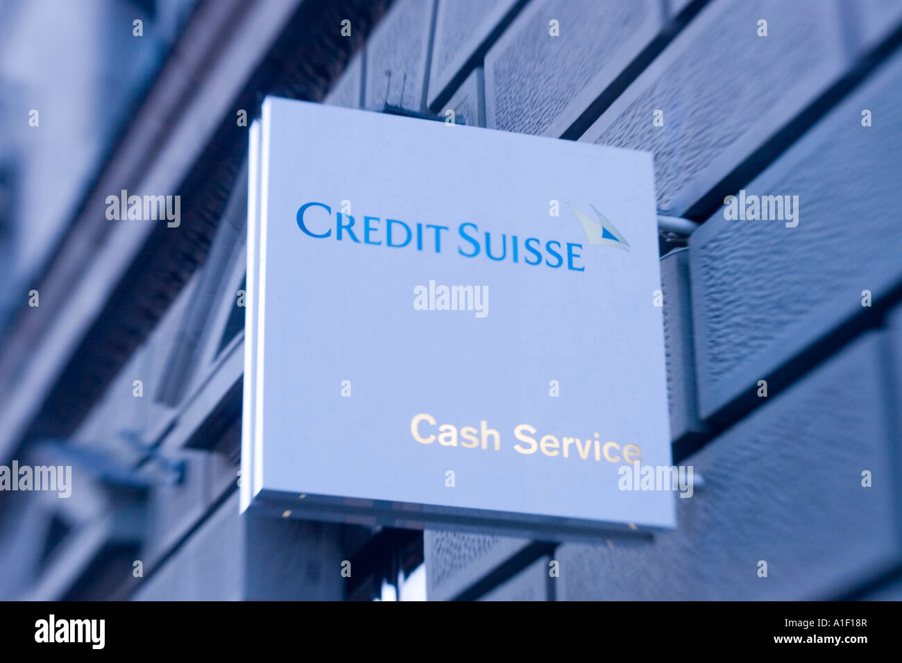 Switzerland Zurich credit suisse Bahnhofstrasse cash service sign Stock Photo