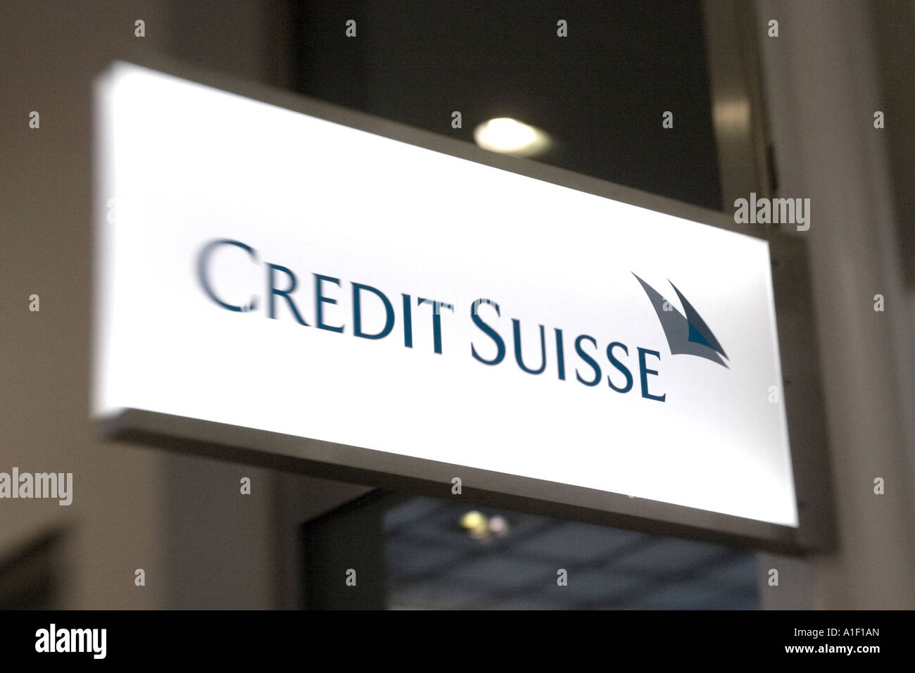 Switzerland Zurich credit suisse Bahnhofstrasse cash service sign Stock Photo