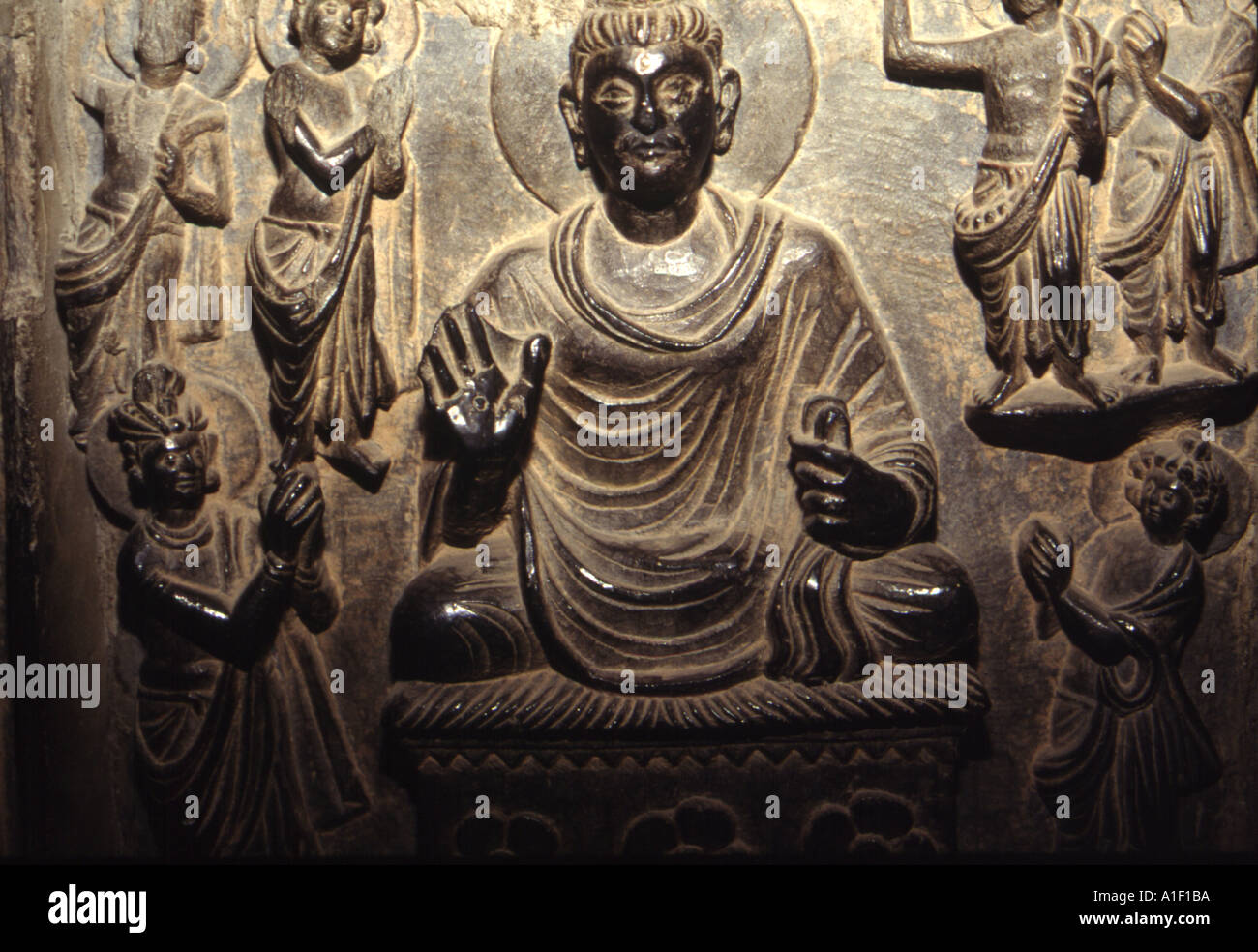 Sculpture of the fasting Buddha Gandharan civilisation Gandhara art, style of Buddhist visual art that developed between 1-7th century CE. Stock Photo