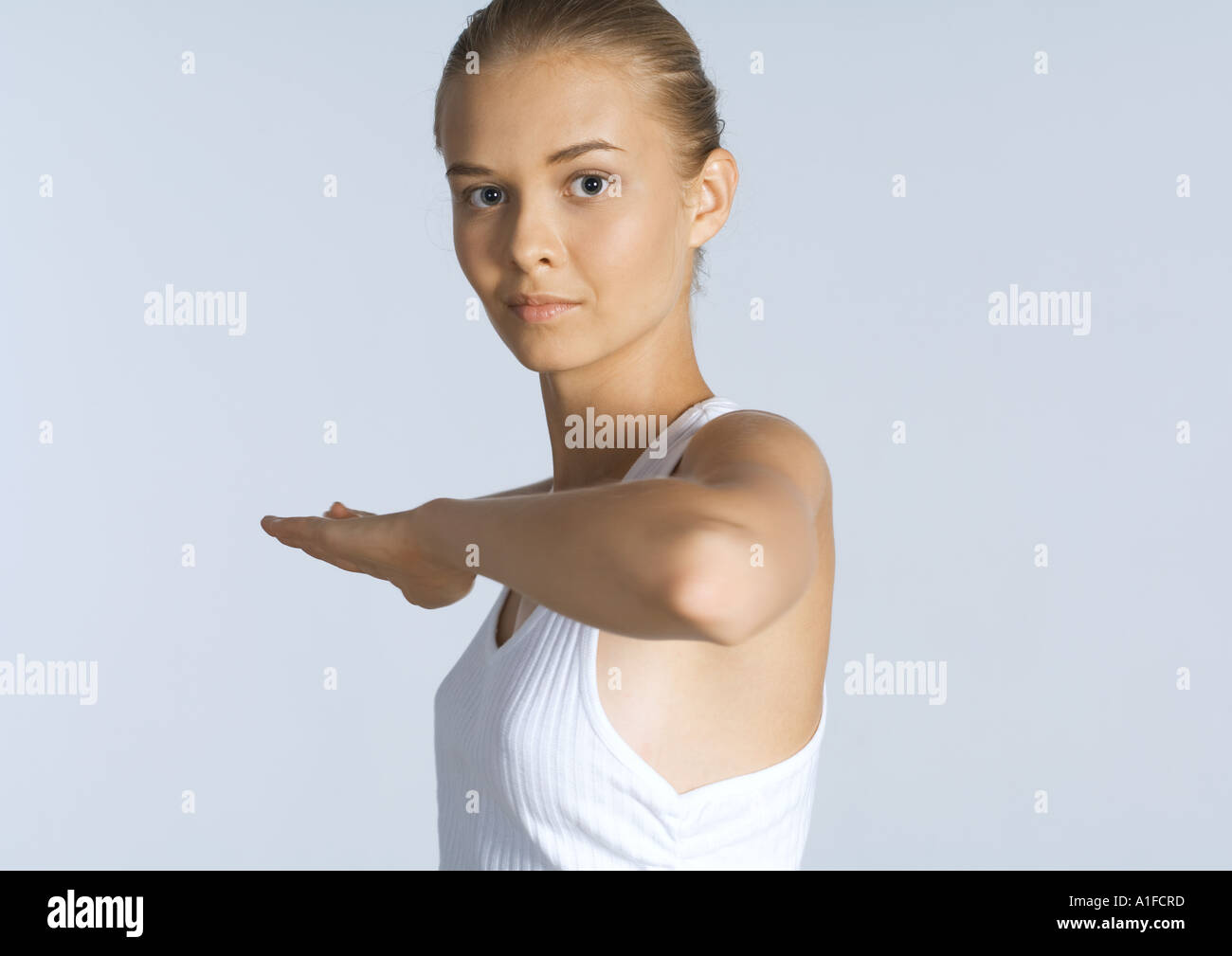 Woman with arm bent in front of chest Stock Photo 5853308 Alamy