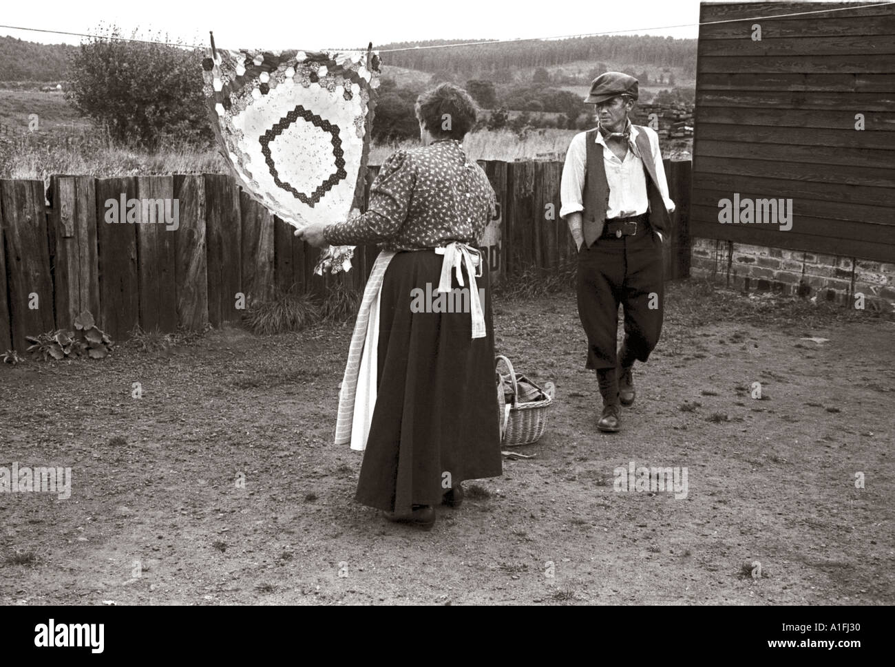 Man and woman in period costume at Beamish folk museum Stock Photo