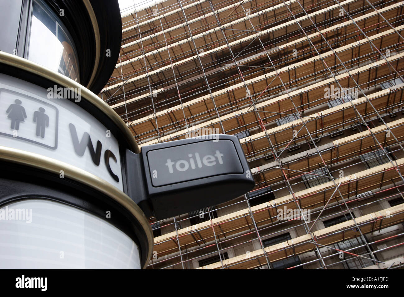 WC sign, automatic public toilet, Glasgow, UK Stock Photo Alamy