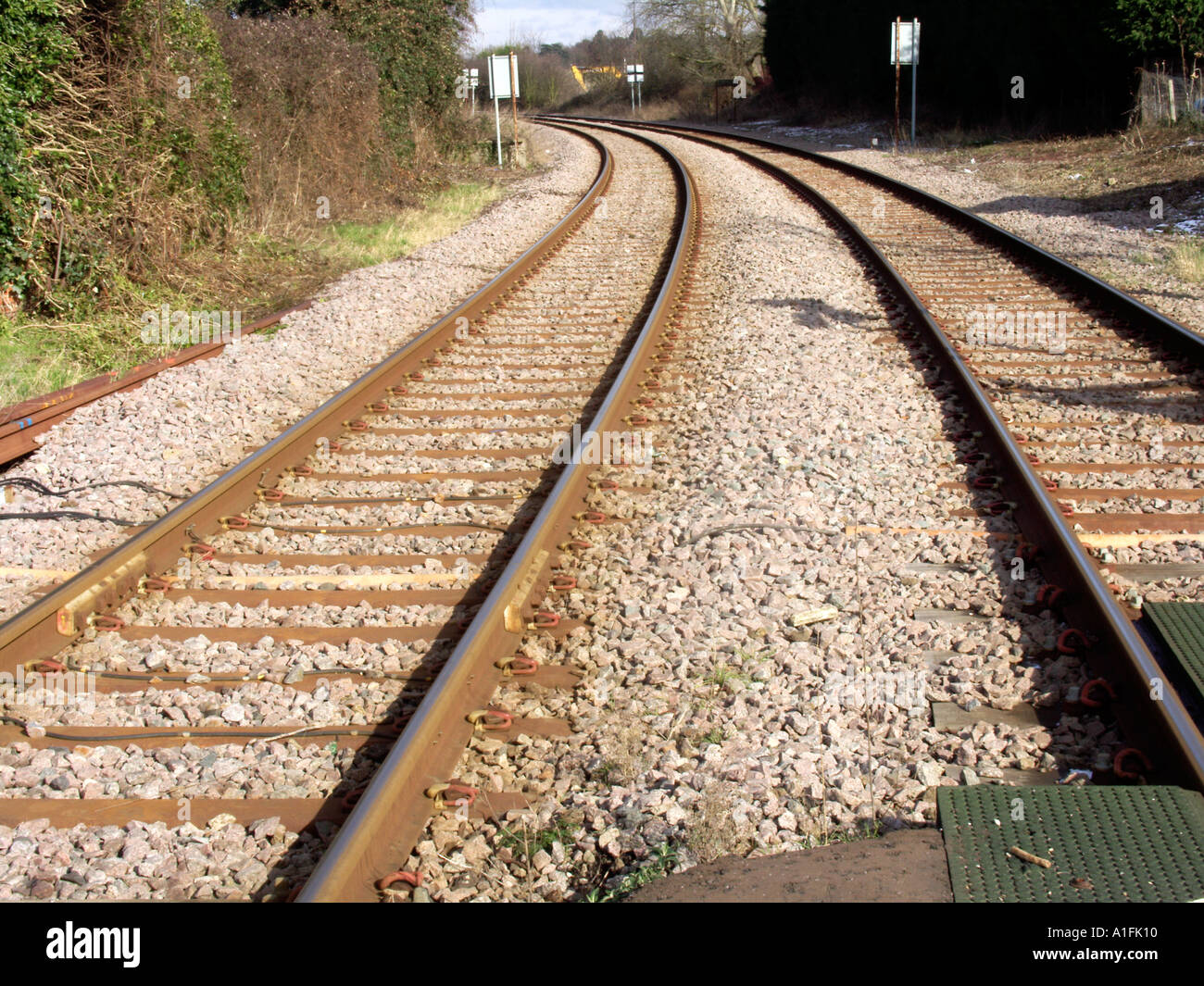 Two railway lines converge Stock Photo Alamy
