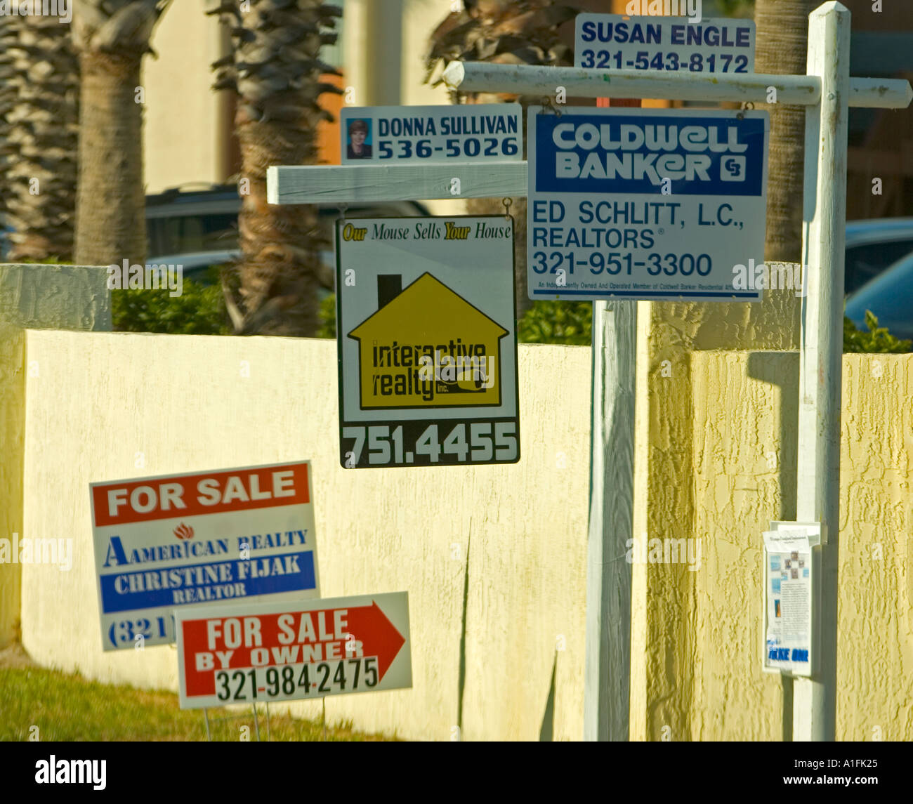 Signs showing homes for sale Stock Photo