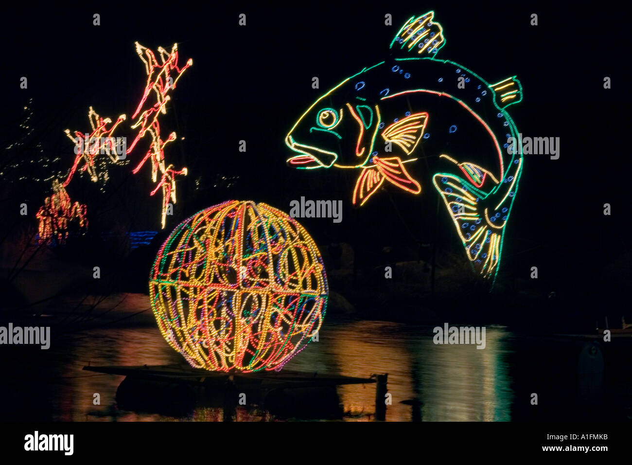 River of Lights a holiday light show at the Rio Grande Botanical Garden