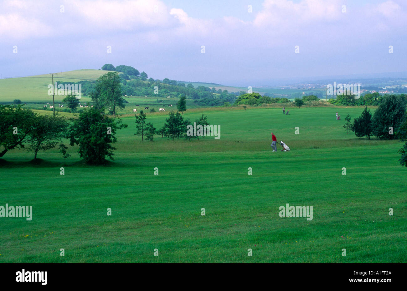 Golf course on Wiltshire downland England Stock Photo