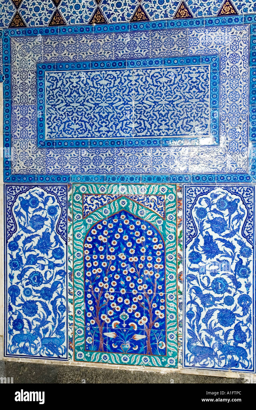 Beautiful blue and turquoise mosaic tiles surround the door to the Circumcision Room, Topkapi Palace, Sarayi, Istanbul, Turkey. Stock Photo