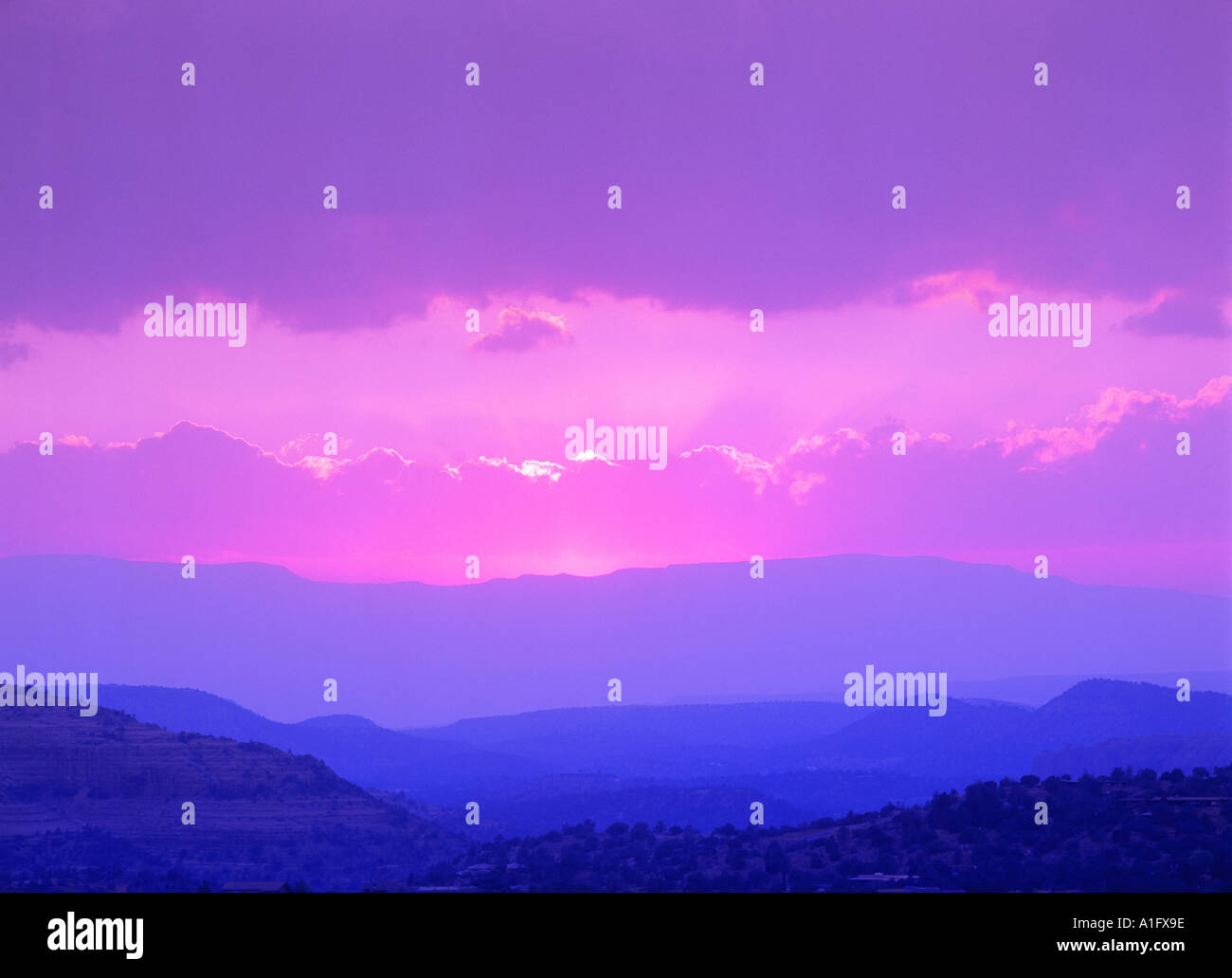 Sunset over Sedona Arizona Stock Photo