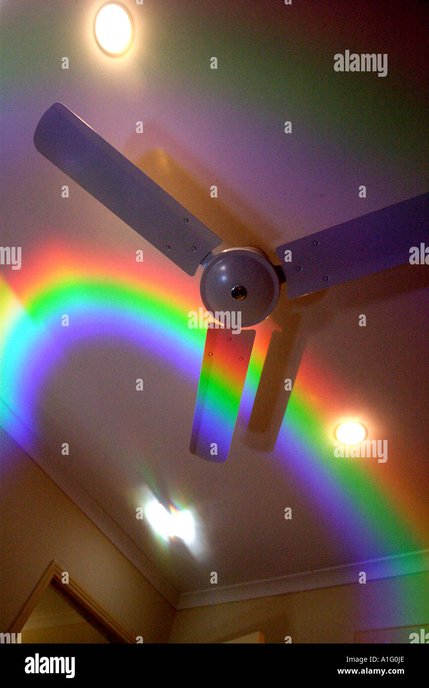 Rainbow Reflection On A Ceiling Fan Stock Photo 5856301 Alamy