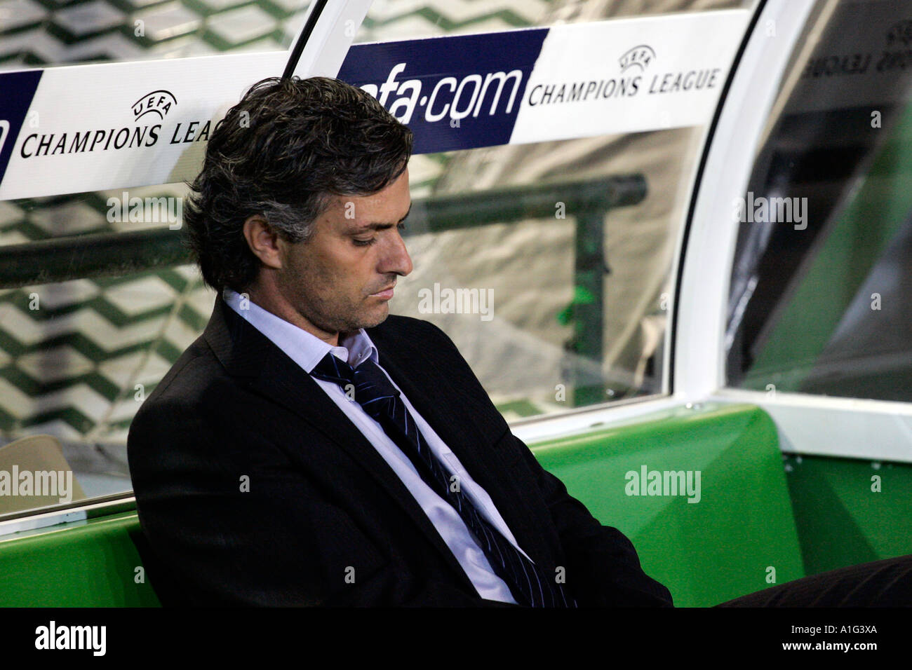 Jose Mourinho, coach of Chelsea FC, before a UEFA ...