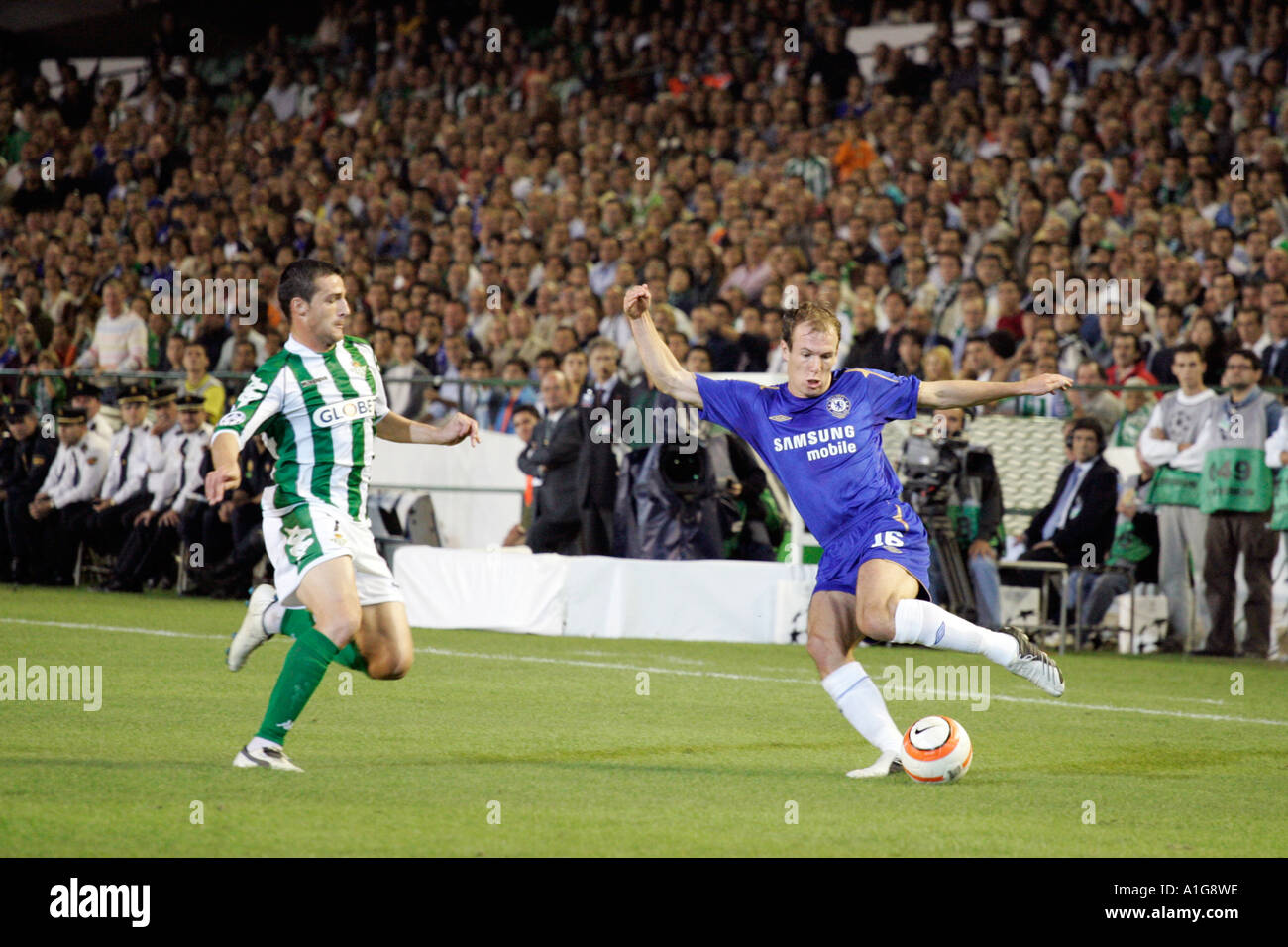 Robben, player of Chelsea FC, and Varela, of Real Betis Stock Photo