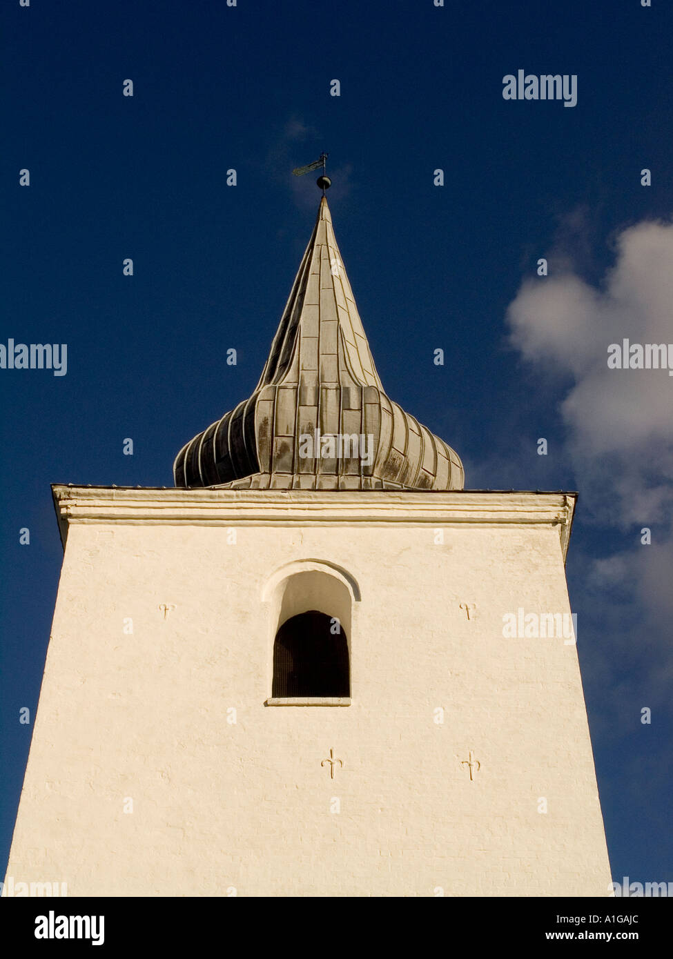 Church tower as a symbol of religion and christianity Stock Photo