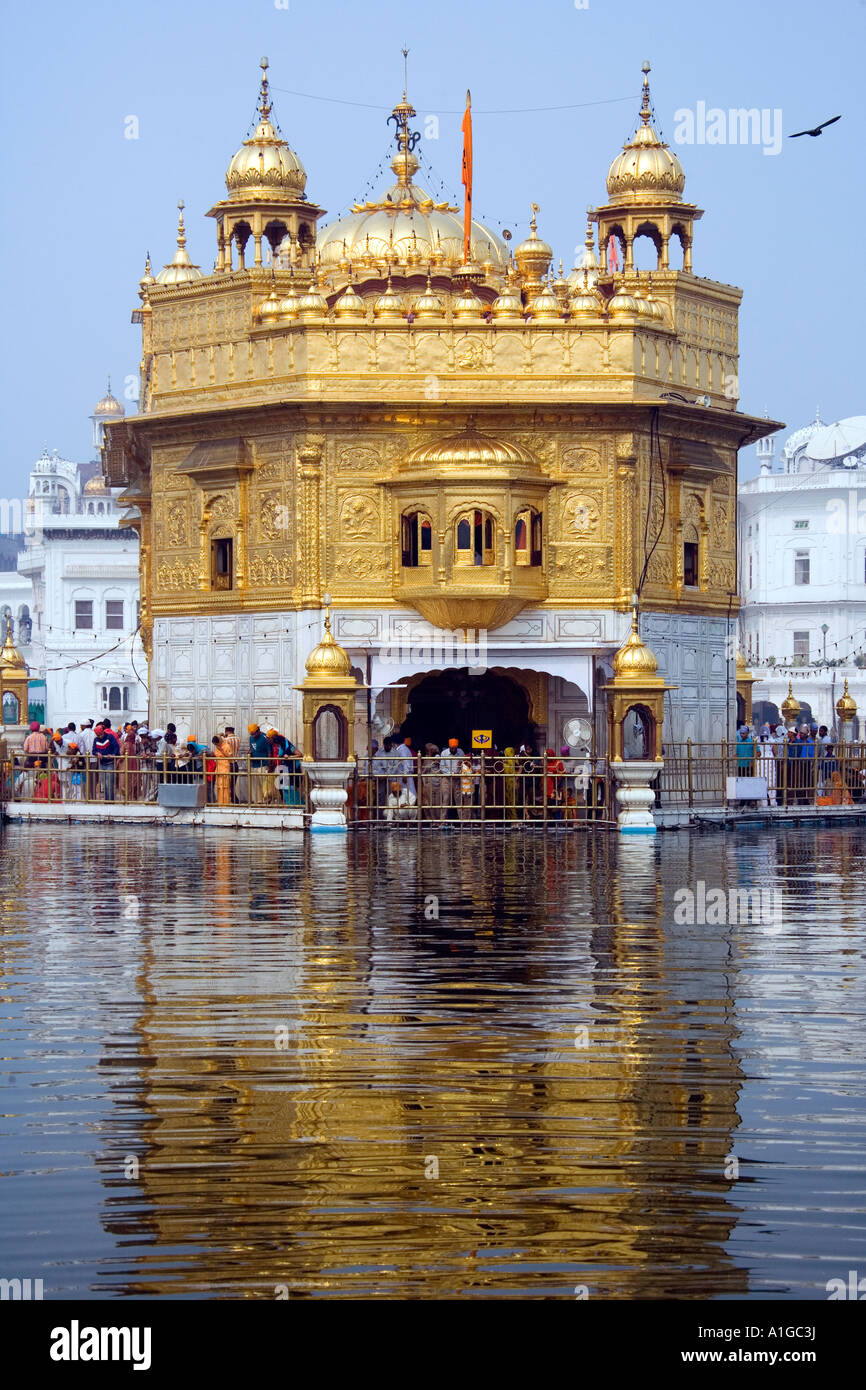 The Golden Temple Complex in the Sikh city of Amritsar in the Haryana and Punjab region of Northern India Stock Photo