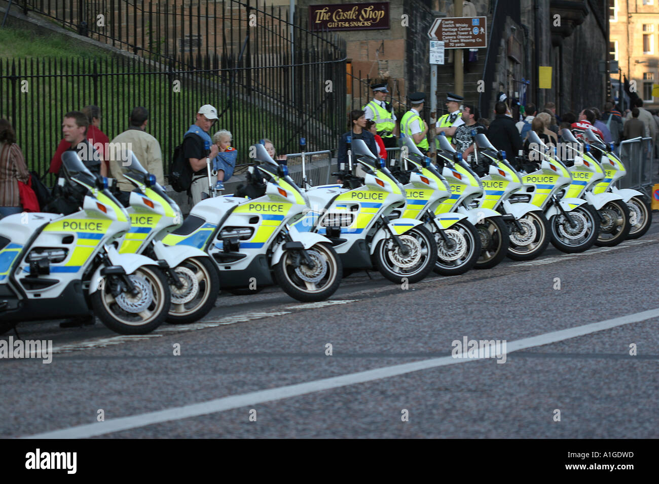 Police motorbikes lined up Edinburgh Scotland Stock Photo - Alamy