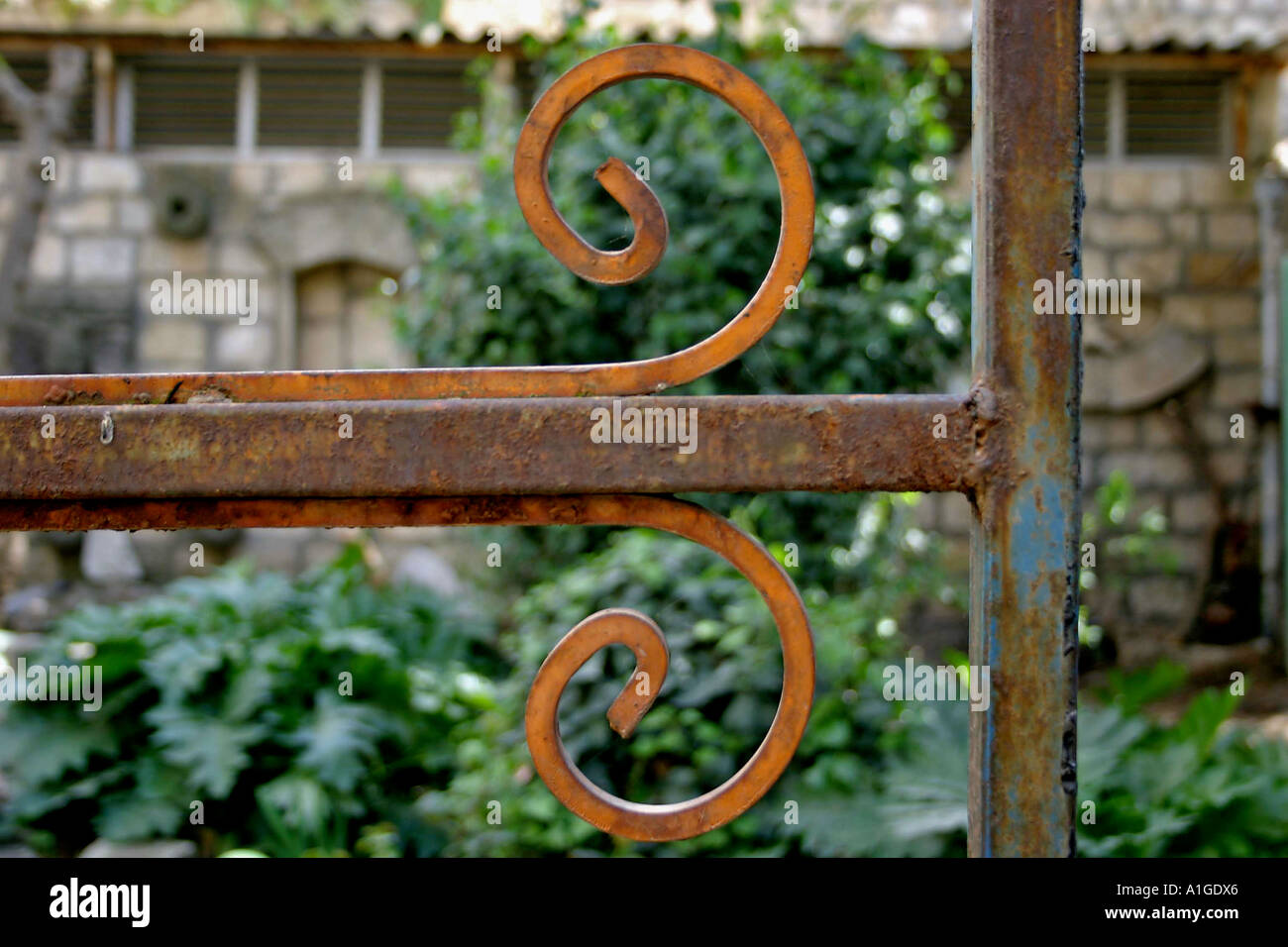 rusty gate decoration Stock Photo