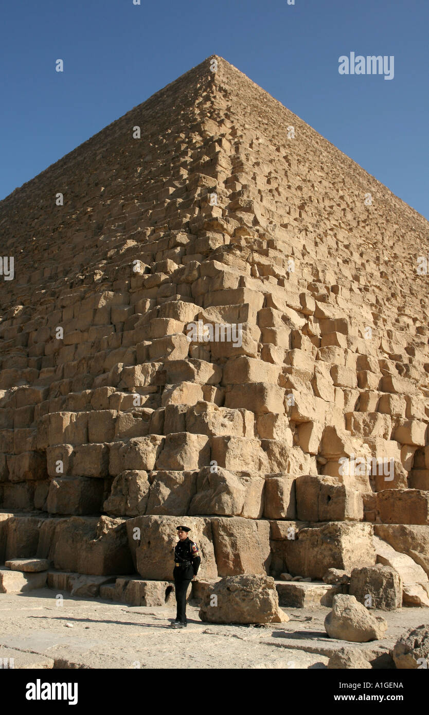 Police guard at the Pyramids, Cairo, Egypt Stock Photo