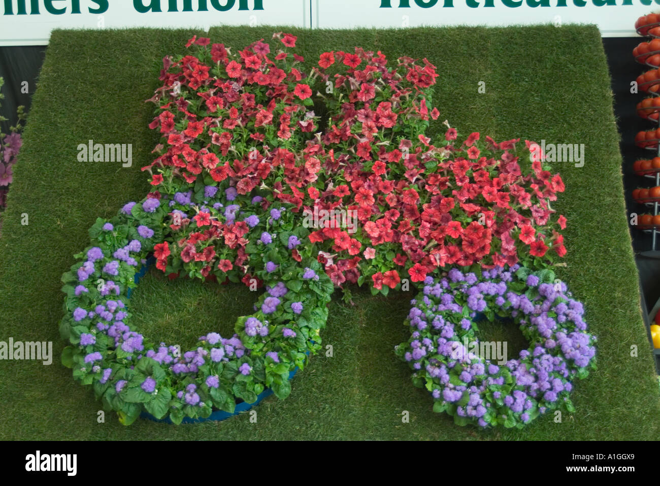 The Farmers Union Logo created in flowers at the Great Yorkshire Show Stock Photo