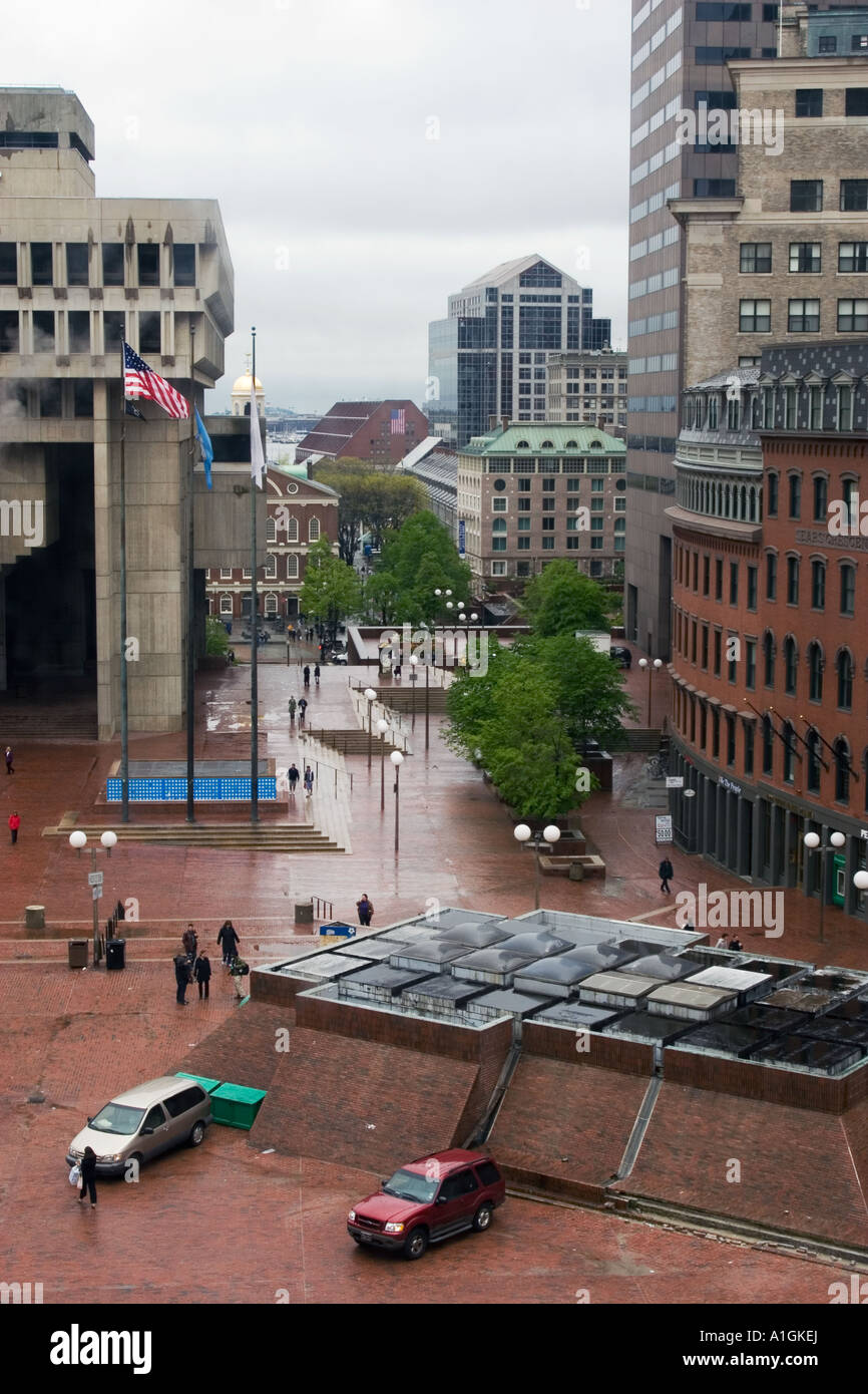 View of Center Plaza surrounded by buildings Boston Massachusetts USA ...