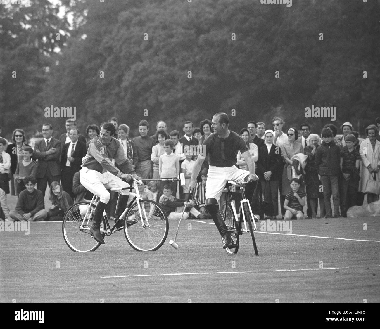 Prince Philip swapped his polo pony for a cycle at Windsor Park Polo
