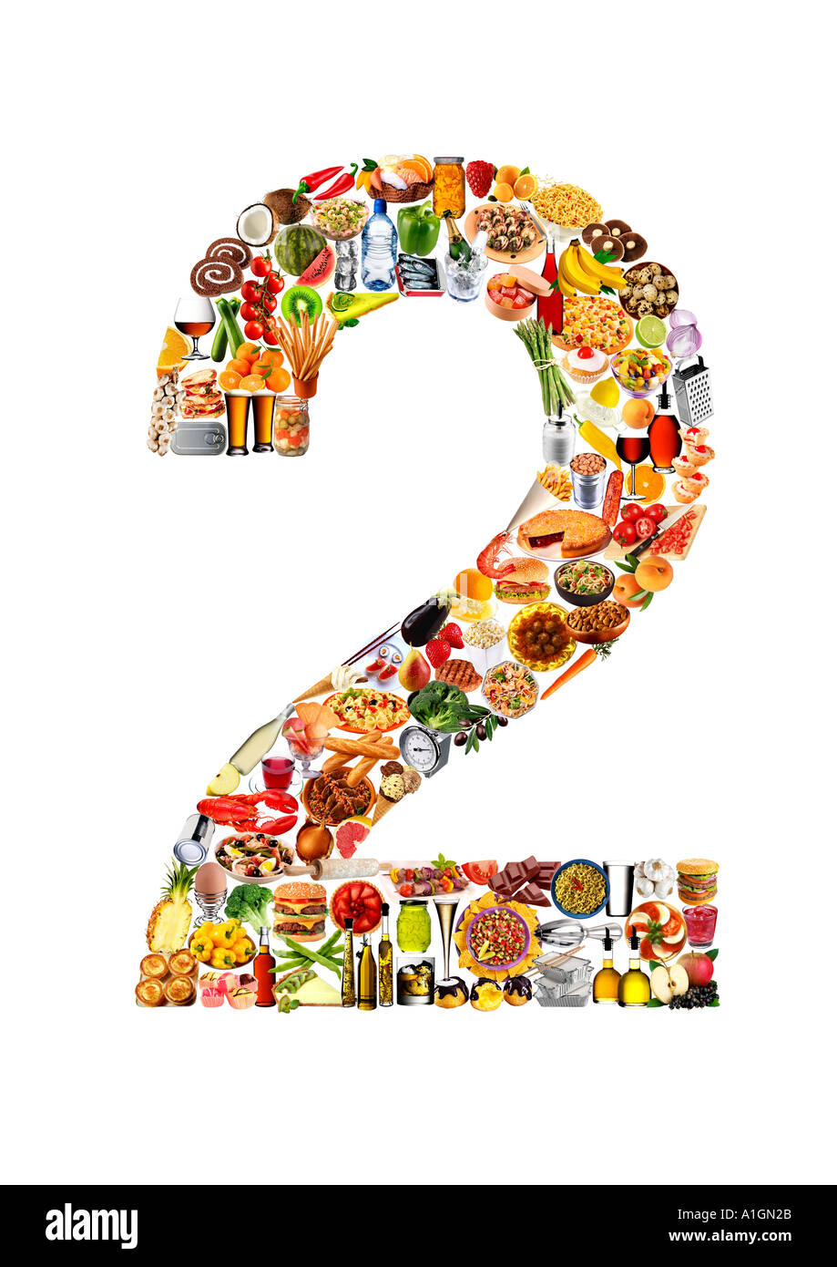 FOODFONT NUMBER TWO ON WHITE Stock Photo - Alamy