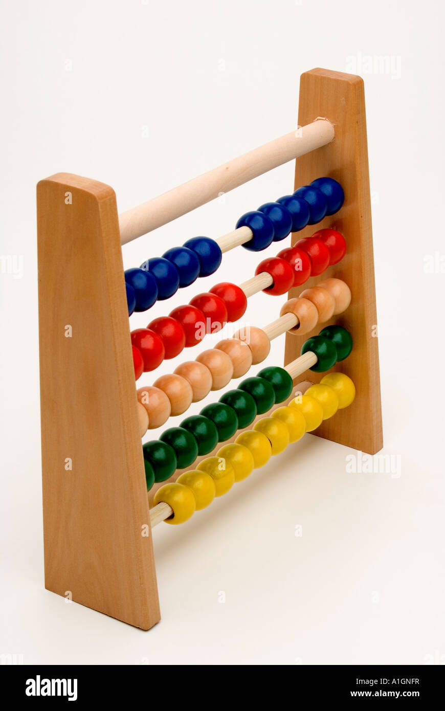 Colourful wooden child's Abacus educational toy on white background ...