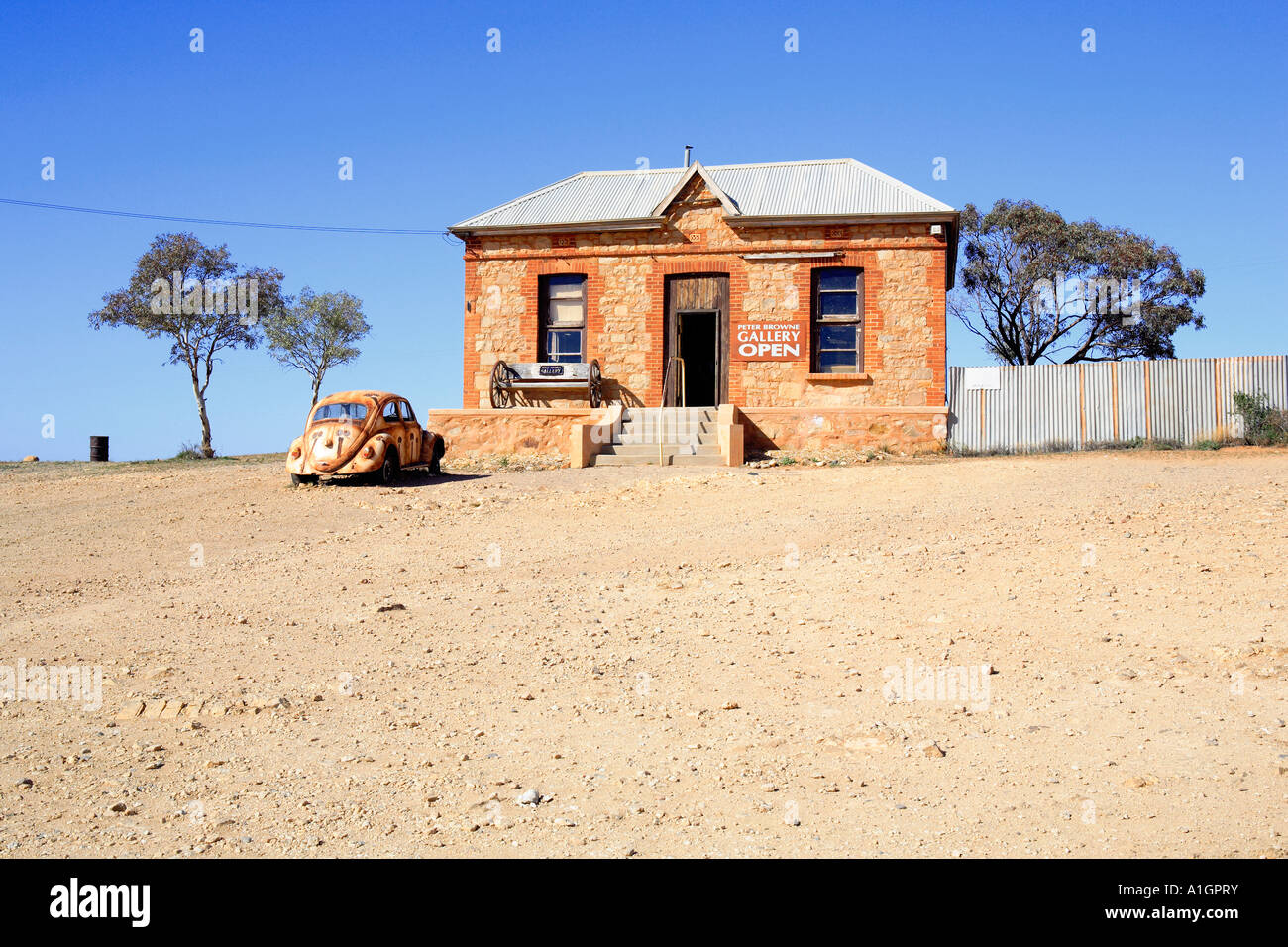 Art Gallery in restored historic building, artist Peter Browne, Silverton near Broken Hill, New South Wales, Australia Stock Photo