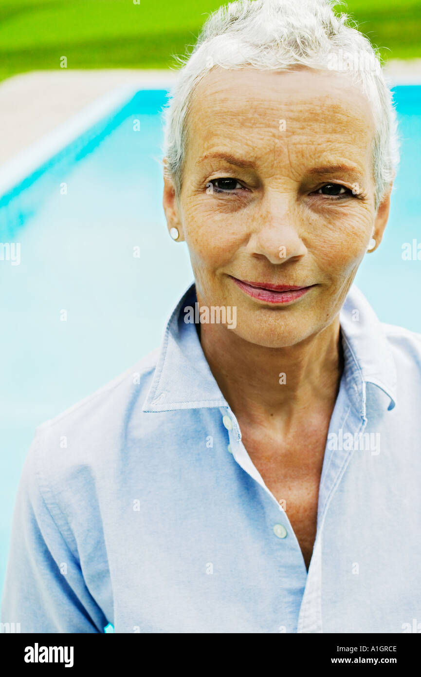 Portrait woman grey hair hi-res stock photography and images - Alamy