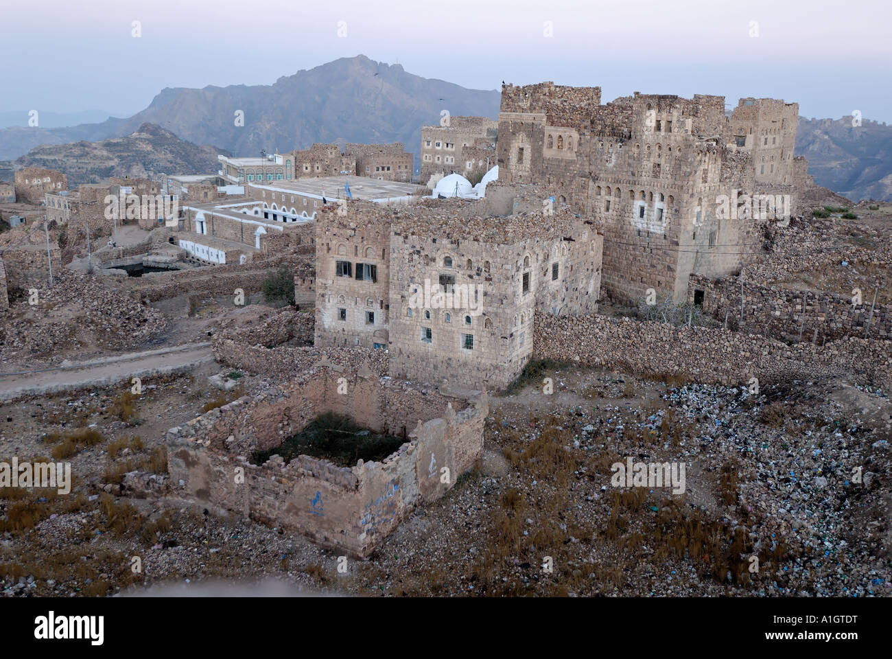 mountain village Shaharah Yemen Stock Photo