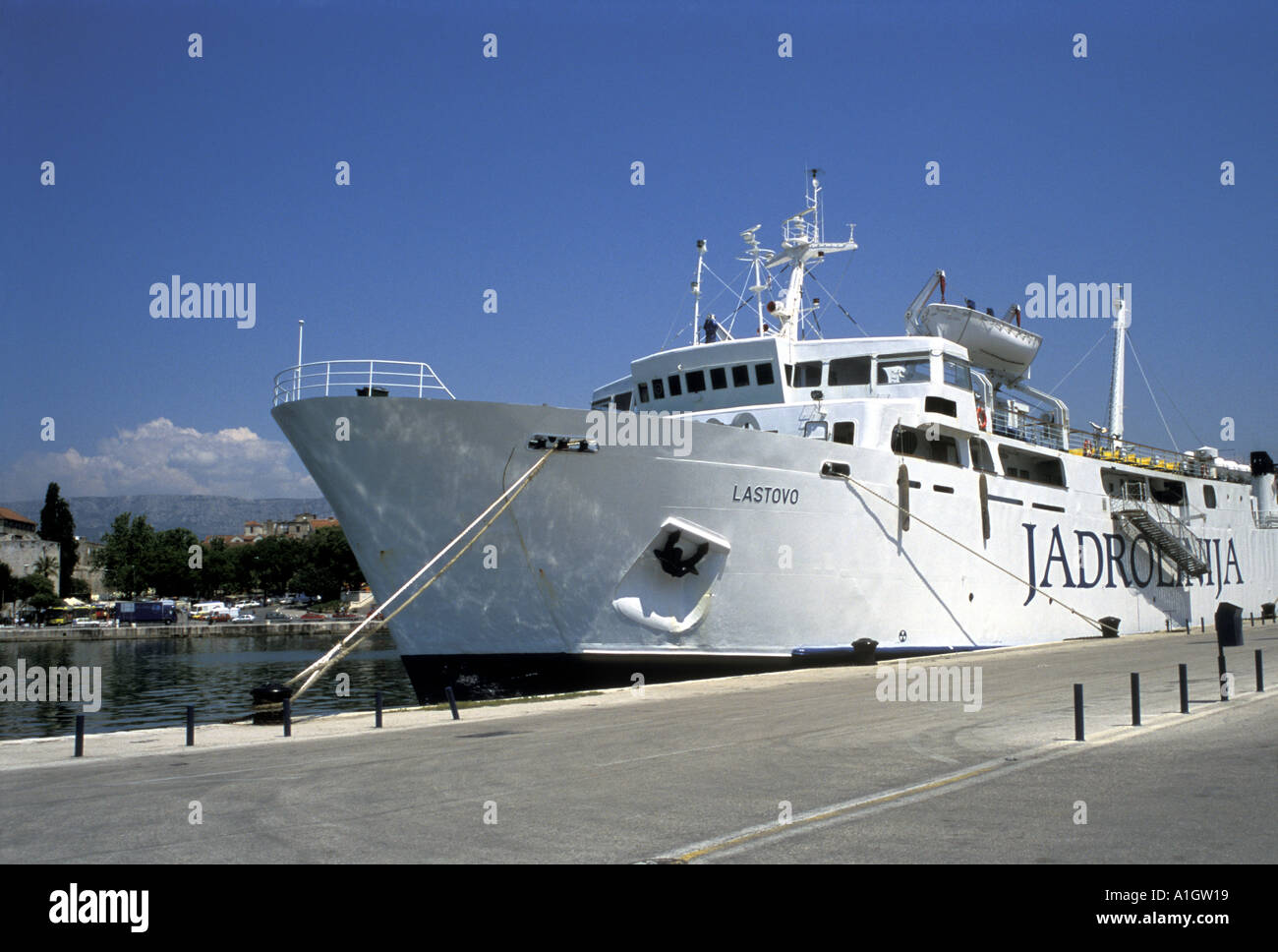 International Car Ferry Liner Jadrolinija docked at Split Harbour Croatia Dalmatia Makarska Riviera Adriatic Sea May 2004 Stock Photo